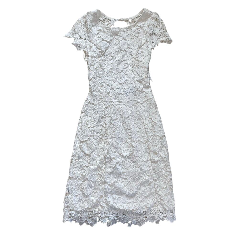 Lulus White Lace Bodycon Dress, Plunge Back, XS